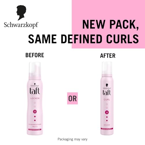 Schwarzkopf TAFT Curl Hold 3 Hair Mousse, For Long Lasting Curls, Weather-Proof Formula With No Stickiness, Heat Protection And Shine, Silicone Free, Lightweight Styler To Controls Frizz, 200Ml - Image 10 thumbnail