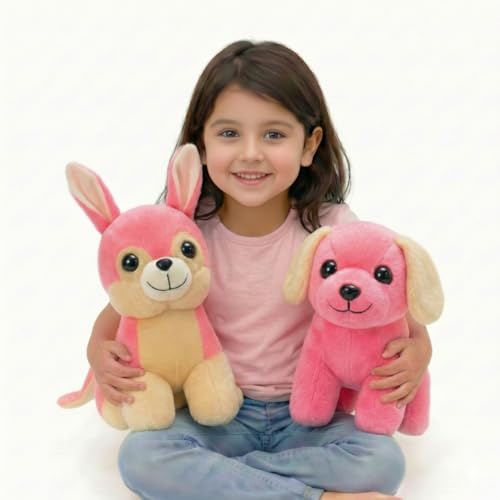 Image of Tabitha Stuffed Toys-Ultra Soft Plush Toy for Kids | Birthday Gifts for Kids and Girls | (Combo of 2 Toys 25 Cm Pink Cat & 25 Cm Pink Dog)