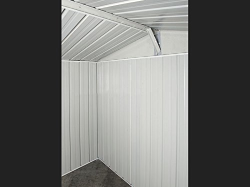 Notek Box in Acciaio Zincato Casetta da Giardino in Lamiera 3.60 x 2.60 m x h2.12 m - 130 kg – 9,1 Metri Quadri (Bianco)