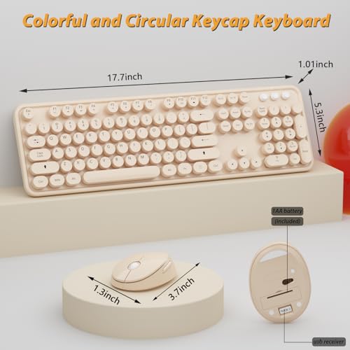 Image of KOOTOP Cute Colorful Wireless Keyboard and Mouse Combo