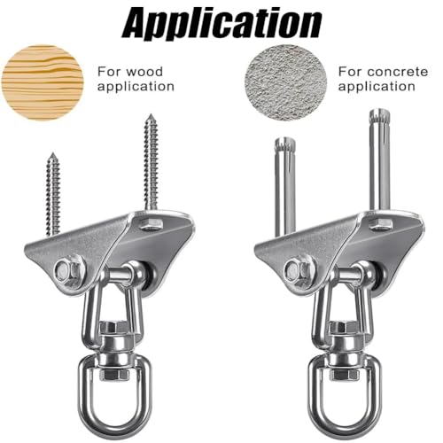 Image of Heavy Hanging Hook Kit for Ceiling Installation Hammock, Swing Mounting Accessories Stainless Steel 360Rotating 300KG Capacity