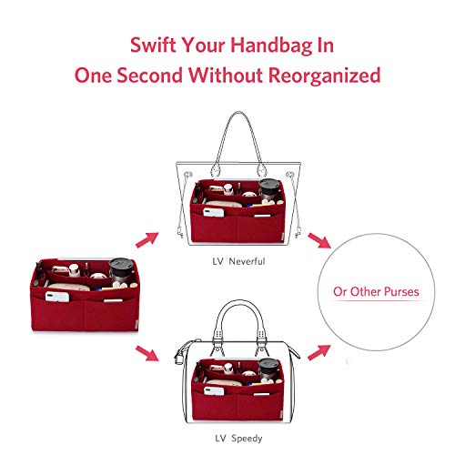 Ztujo Felt Purse Organizer, Multi Pocket Bag In Bag Organizer For Tote & Handbag Shaper, Speedy 30, Speedy 35 And Speedy 40, Large, Red #TOP4