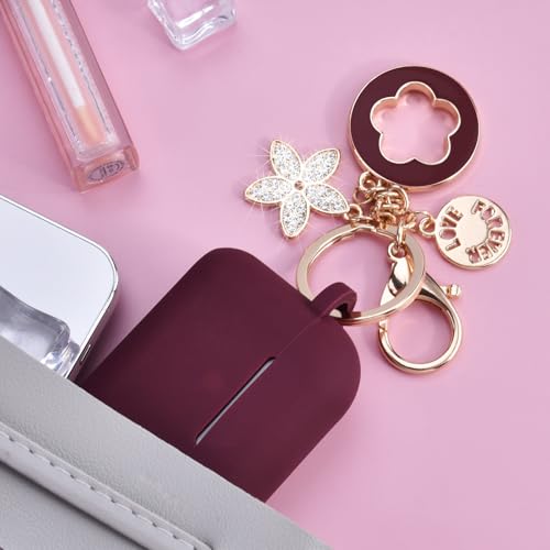 Image of VISOOM for AirPods Pro 3 Case 2025, Silicone Case for Apple Air Pods Pro 3rd Generation Cover Women, Cute iPods 3 Protective Cover with Bling Keychain & Cleaning Kit,Burdungy