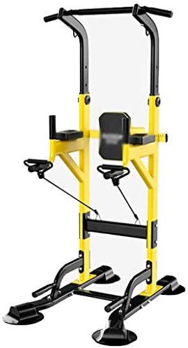 DXIN Home Gym Tower Body Building,Dip Station,Pull-Up Bar,Push-Up Grips,for A Varied Home Workout Adjustable Dip Station Pull Up Bar (Color : Black+Yellow, Size : A)