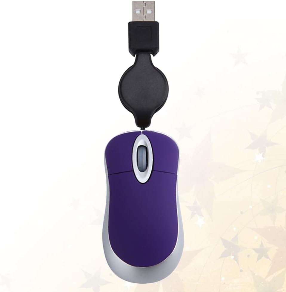 UKCOCO Wired Optical Mouse, Retractable Mini USB Mouse Mute Gaming Telescopic for Computer Notebook