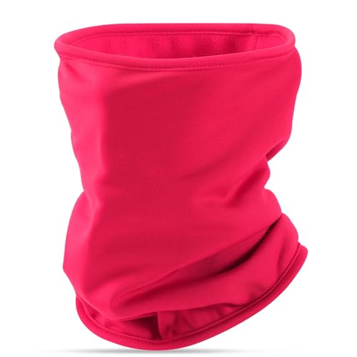 Huccik Schlauchschal Winter Damen Herren - Winddichter Fleece Halswärmer, Atmungsaktiver Loop Schal für Skifahren, Motorrad, Laufen, Fahrrad & Joggen - Super Weich, Kälteschutz Gesicht(Pink)