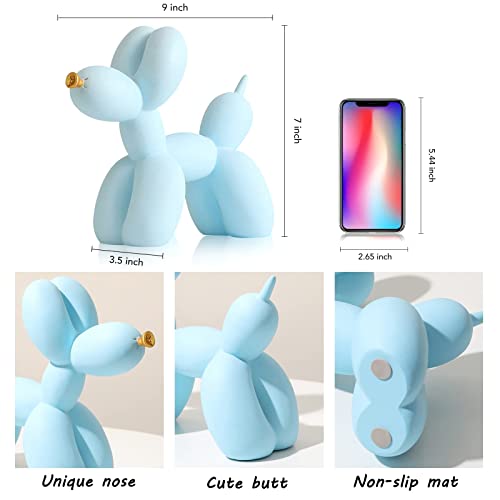 Otang Balloon Dog Statue Collectible Figurines Art Modern Sculpture, Cute Golden Nose Dog Animals Resin Crafts Handmade Ornament Home Decor Accents(Light Blue,9,7,3.5In) #TOP1