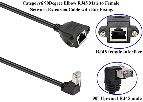zdyCGTime Cat 6 RJ45 90 Degree Male to Female Shielded Ethernet Network Connector Screw Panel Mount Extension Cable - Image 3