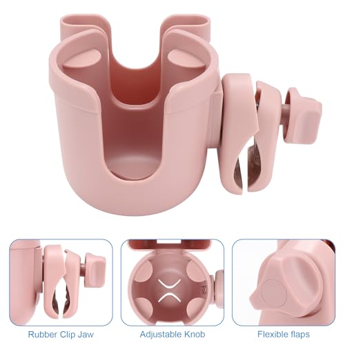 Image of Accmor Stroller Cup Holder with Phone Holder, Bike Cup Holder, Universal Cup Holder for Uppababy Nuna Doona Strollers, 2-in-1 Cup Holder for Walker, Wheelchair, Scooter
