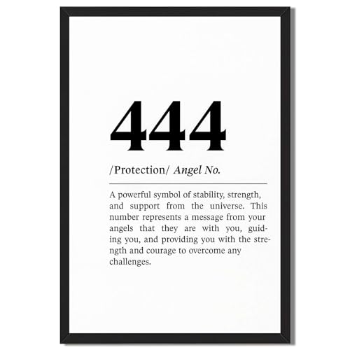 444 Angel Number Poster Canvas Print Art Print Minimalist Aesthetic Wall Art Elegant Pictures Painting Home Decor Wall Decoration for Living Room Bedroom Apartment (Blank Framed,8L X12W)