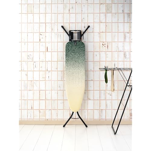 Image of Brabantia Compact Ironing Board with Left /Right Adjustable Steam Iron Rest | Small (Size A) | Fairtrade New Dawn Cover | Adjustable Height (27-38 inch), Easy Fold, Anti-Collapse Lock, Non-Slip Feet