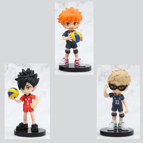 Image of Blue Aura Haikyuu Action Figure Set of 3 Height-9cm Anime Figures | Haikyuu Long Leg Set B Orange Hair Guy