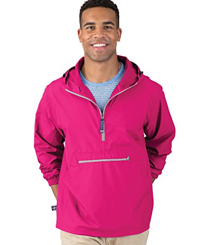 Charles River Pack-n-go - Sudadera resistente al viento y al agua (tallas regulares y ext), Rosa encendido, Large
