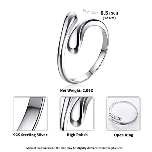Chicsilver 925 Sterling Silver Ring Minimalist Teardrop High Polish Open Ring Eternity Ring Wedding Band For Women #TOP2
