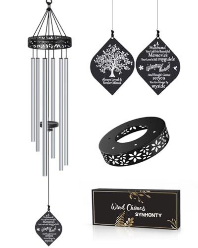 Synhonty Memorial Wind Chimes for Loss of Husband, 32" Sympathy Gift, Remembrance/Grief/Bereavement Gifts in Memory of Husband