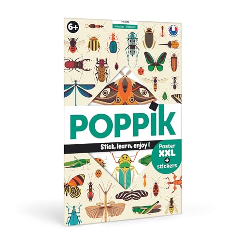 Poster autocollant insectes Poppik 1841225 cadeau éducatif 6 ans