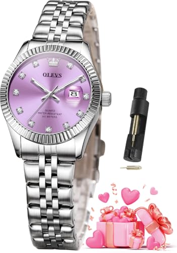 Image of OLEVS Watches for Women Luxury Elegant Stainless Steel Waterproof Luminous Diamond Women's Fashion Watch Ladies Watches for Small Wrists