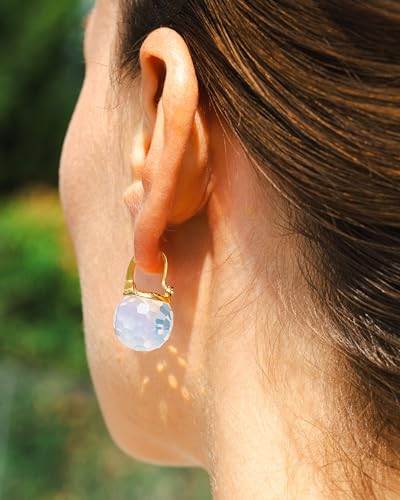 Image of Crystal Earrings for Women, Sparkly Austrian Crystal Disco Ball Earrings, 18K Gold Plated Post Drop Earrings with Colorful Spheres, Hypoallergenic & Lightweight, Ideal Gift for Her