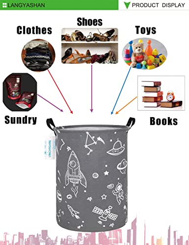 Image of Laundry Hamper Fabric Organizer Collapsible Basket Space Universe