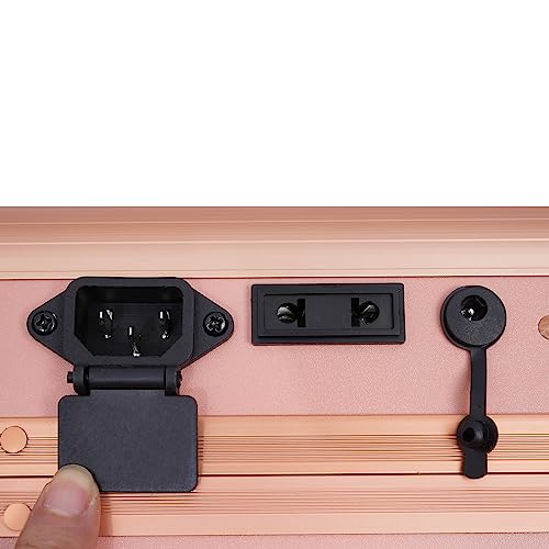 Maletín de maquillaje con ruedas con iluminación y espejo, patas ajustables, estación profesional para cosméticos, Rosa. - imagen 8