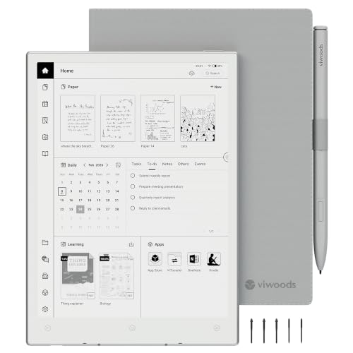VIWOODS Upgraded Bundle with AiPaper Mini, 8.2’’ AI E Ink Tablet with Adjustable Light, 292PPI Electronic Notebook with Pen, Portable 230g, 128GB Storage Note Taking Device