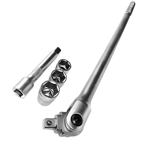 DASBET Chiave Telescopica Per Ruote Auto - Set Con Bussole 17/19/21/23mm, Impugnatura Antiscivolo, In Acciaio Cromo Vanadio