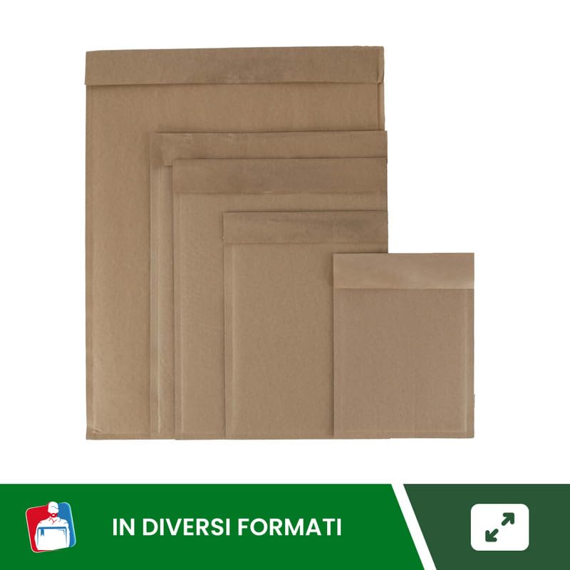 IMBALLAGGI 2000 - Buste Imbottite in Carta Certificata FSC con Cartone Ondulato - Confezione da 5 Pezzi, Dimensioni 180x260mm - Marrone - Ecologiche & Ideali per Spedizioni Sicure