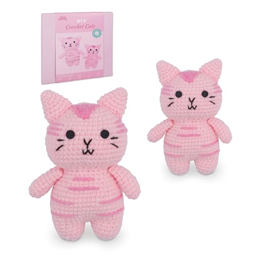 Image of HOUSE CREATIVITY Cat Crochet Kit for Beginners - Make a Variety of Adorable Kittens, Amigurumi Crochet Starter Kit with Yarn, Eyes & Step-by-Step Video Tutorial, DIY Craft for Cat Lovers