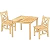 Amazon.com: eHemco Solid Hard Wood Kids Table and Chair Set (2 Chairs ...