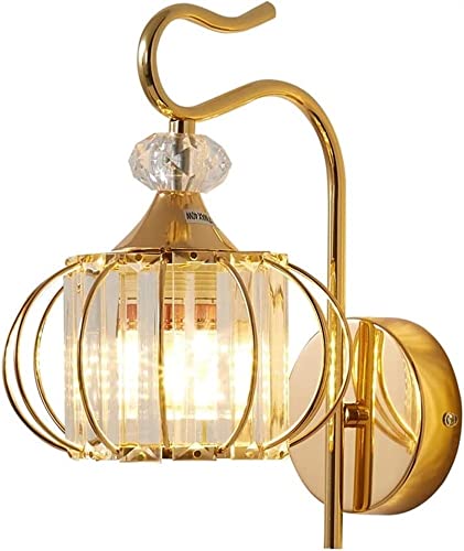 Aplique de pared de metal dorado y negro con tulipa de cristal de alta calidad