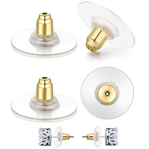Earring Backing for Women, Rubber Flat Gold Earring Backs for Studs-Tight Screw Back Earring for Girls, Fish Hook Earrings Droopy Ears Jewelry Findings (220Pcs)