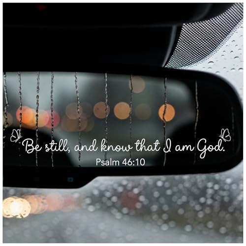 Image of 2 Pcs Christian Car Accessories, Religious Stickers - Be Still and Know Psalm 46:10 Rear View Mirror Decal, UV DTF Transfer Christian Car Decals, Waterproof