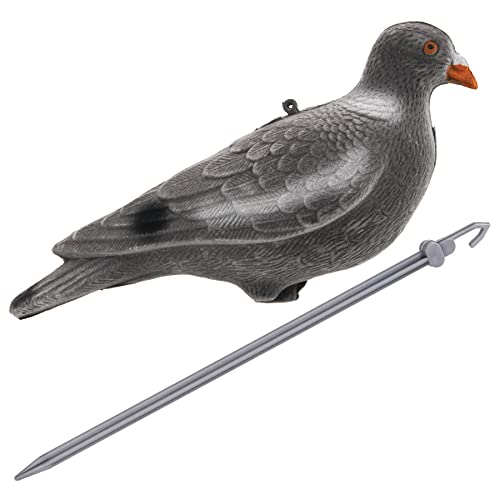 GUGULUZA Full Body Flocked Pigeon Decoy 12 inch Realistic Dove Decoys with Stick Pegs (Full Body Pigeon - 1 Pack)