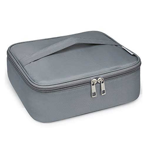 Travel Makeup Bag Large Cosmetic Bag Make up Case Organizer for Women and Girls (Grey)