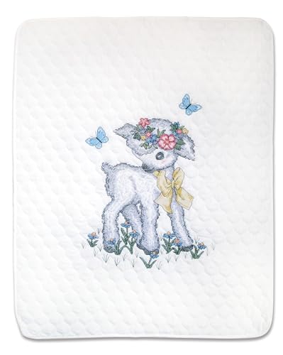 Lamb Quilt Stamped Cross Stitch Baby Quilt Kit