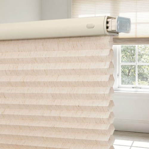 Joydeco No Drill Cordless Cellular Shades, 48" W x 64" H, Linen Beige