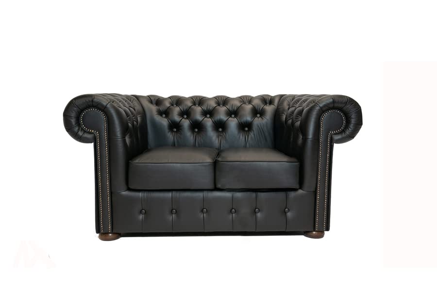Chesterfield Sofa Class Leather | 2-seater | 2 to 4 weeks delivery time (Shiny Black)