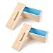 DOYOLLA Flexible Rectangular Soap Silicone Mold Wood Box w/Wooden Covers for Homemade 42oz Soap Produce, Set of 2, Random Color