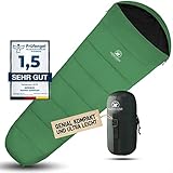 NORDBÄR® Schlafsack Sommer & 3 Jahreszeiten Ultraleicht (750g/1500g) | Kleines Packmaß | Outdoor Camping Sommerschlafsack (100GSM/300GSM) | Mumienschlafsack leicht