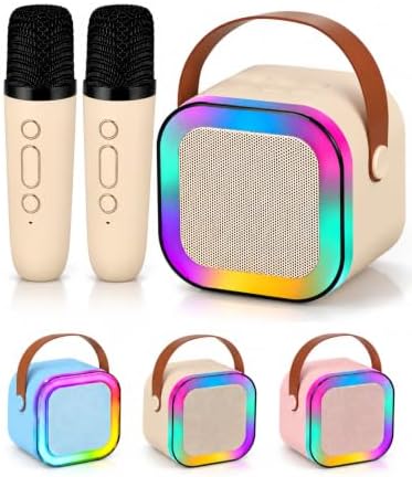 Karaokê Infantil com Alto-Falante LED Multicolorido, Dois Microfo...
