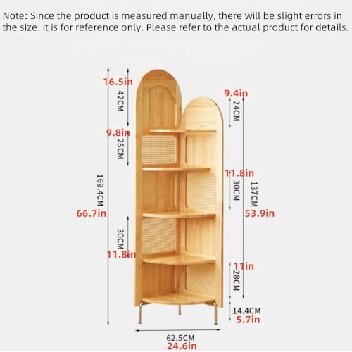 Estantería esquinera de ratán con 5 niveles color marrón para libros 3