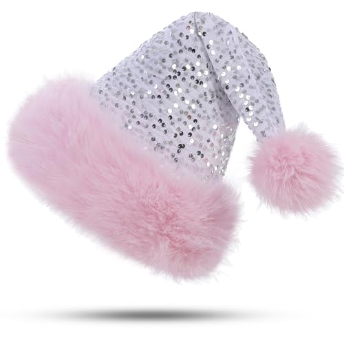 CITÉTOILE Erwachsener Weihnachtsmütze, Glänzende Nikolausmütze,...