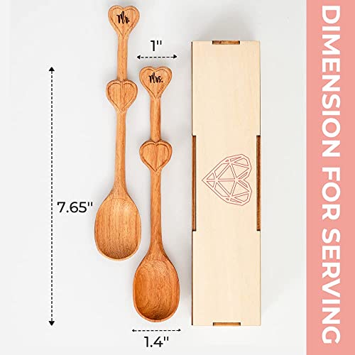 Jabihome Wooden Engraved Mr And Mrs Coffee Stirrers, Wooden Serving Heart Shaped Spoon, Engagement Gifts, Hostess Gifts For Couple, Thanksgiving Christmas Gifts For Girlfriend, White Elephant Gifts #TOP3