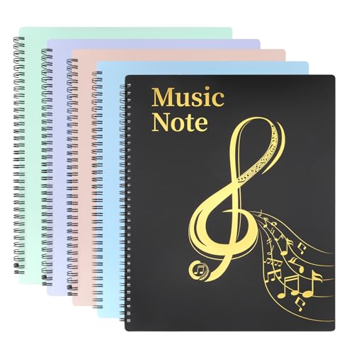 MUDOR Sheet Music Folder for Sheet Music Page 8.5X 11 Inches, Sheet Music Holder Allow Annotations, Eliminate Glare, 60 Pages Spiral Sheet Music Binder Organizer, Sheet Music Storage