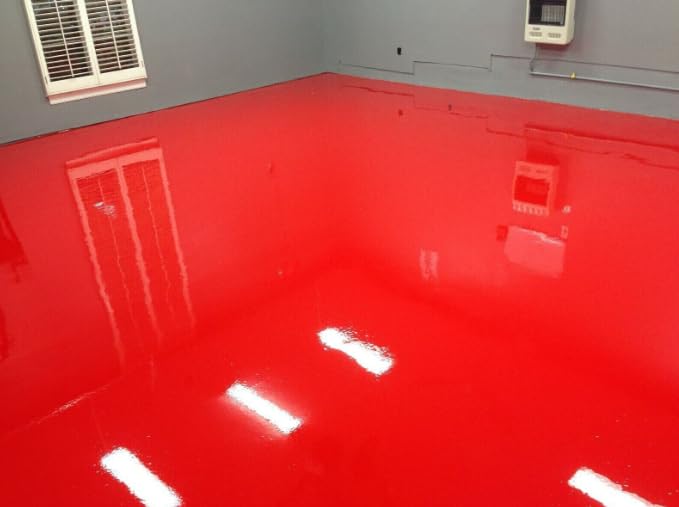 Vernice per pavimenti in poliuretano, resistente, per officine, magazzini, ideale per cemento, pietra, legno, mattoni e metallo, 10 litri, colore: rosso