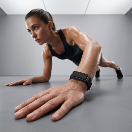 Image of pTron Reflect ACE Smart Fitness Band w / 45 Days Battery Life, 112 Sports Modes, Heart Rate, SpO2, Stress, Sleep Tracking, HRV, Smart Notifications, 1-Key Measurement, Nylon & Silicon Straps (Black)