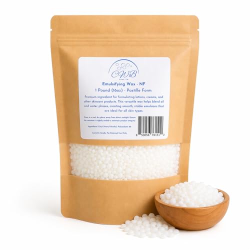 CWB Soap Co Emulsifying Wax NF 16 oz (1 lb) Pastilles Emulsifying Wax for Lotion Cream DIY Skincare Vegan Cosmetic Grade Stable Emulsions