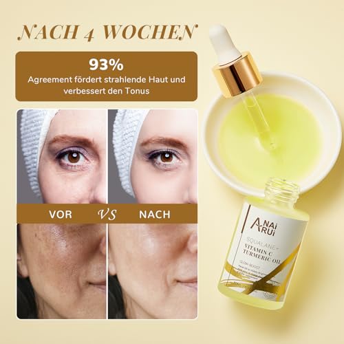 Squalan Gesichtsöl mit Kurkuma und Vitamin C für Anti Aging