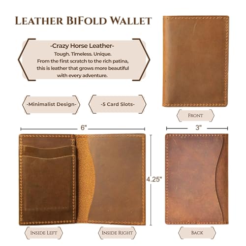 Premium Leather Credit Card Holder Small Wallet for Men | Slim Bifold Wallet, Red2