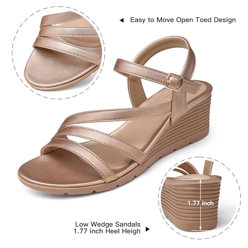 Image of SHIBEVER Wedge Sandals for Women Dressy: Comfortable Low Heel Sandal | Open Toe Ankle Strap Strappy Womens Shoes with Cushioned Casual Walking for Wedding Work Office Travel in Summer